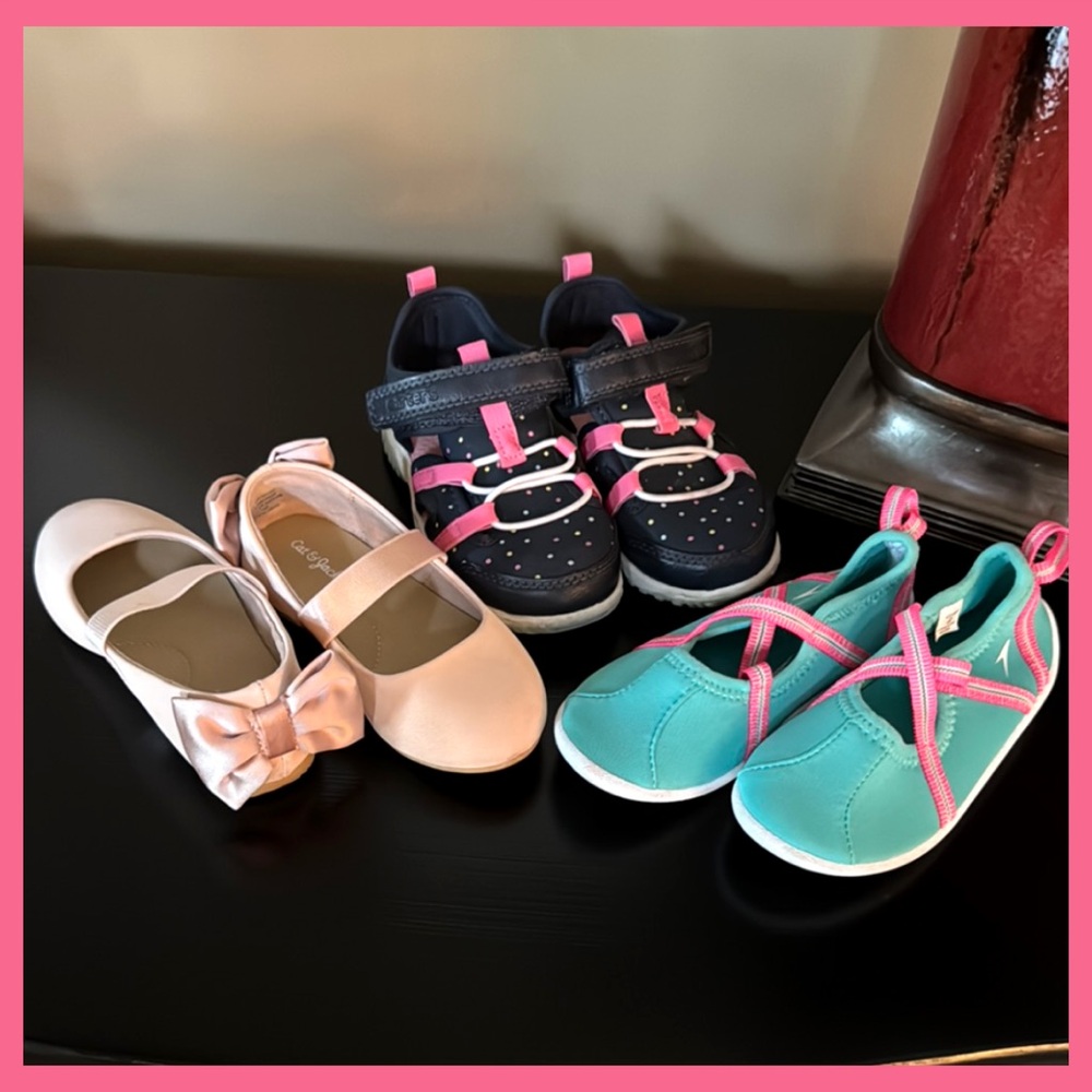 TODDLER SHOE BUNDLE - Pool Shoes, Dressy Shoes, Sneakers-Sz 7 ~Carter’s & Speedo